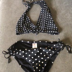 Black Polka dot Two-piece Swimsuit. Size M.
